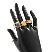 Thumbnail for 7 Pcs Baroque Gold Silver Tone Crystal Inlaid Pleated Ring Set - ArtGalleryZen