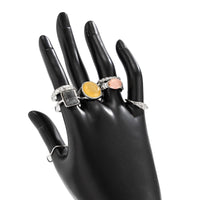 Thumbnail for 7 Pcs Baroque Gold Silver Tone Crystal Inlaid Pleated Ring Set - ArtGalleryZen