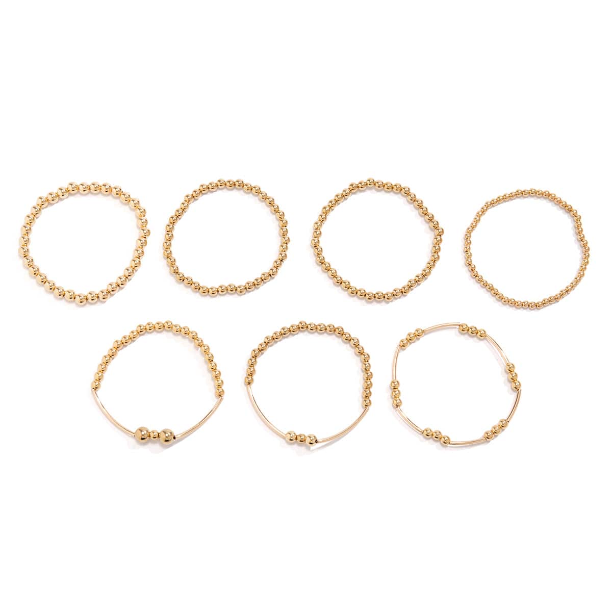 7 Pcs Gold Plated Ball Chain Stackable Bracelet Set - ArtGalleryZen