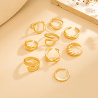Thumbnail for 9 Pcs Gold Silver Tone Hollow Waterdrop Cross Twisted Ring Set - ArtGalleryZen