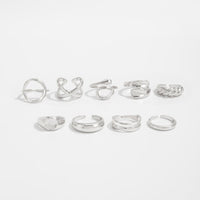 Thumbnail for 9 Pcs Gold Silver Tone Hollow Waterdrop Cross Twisted Ring Set - ArtGalleryZen