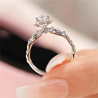 Thumbnail for 925 Sterling Silver Floral Moissanite Diamond Ring - ArtGalleryZen