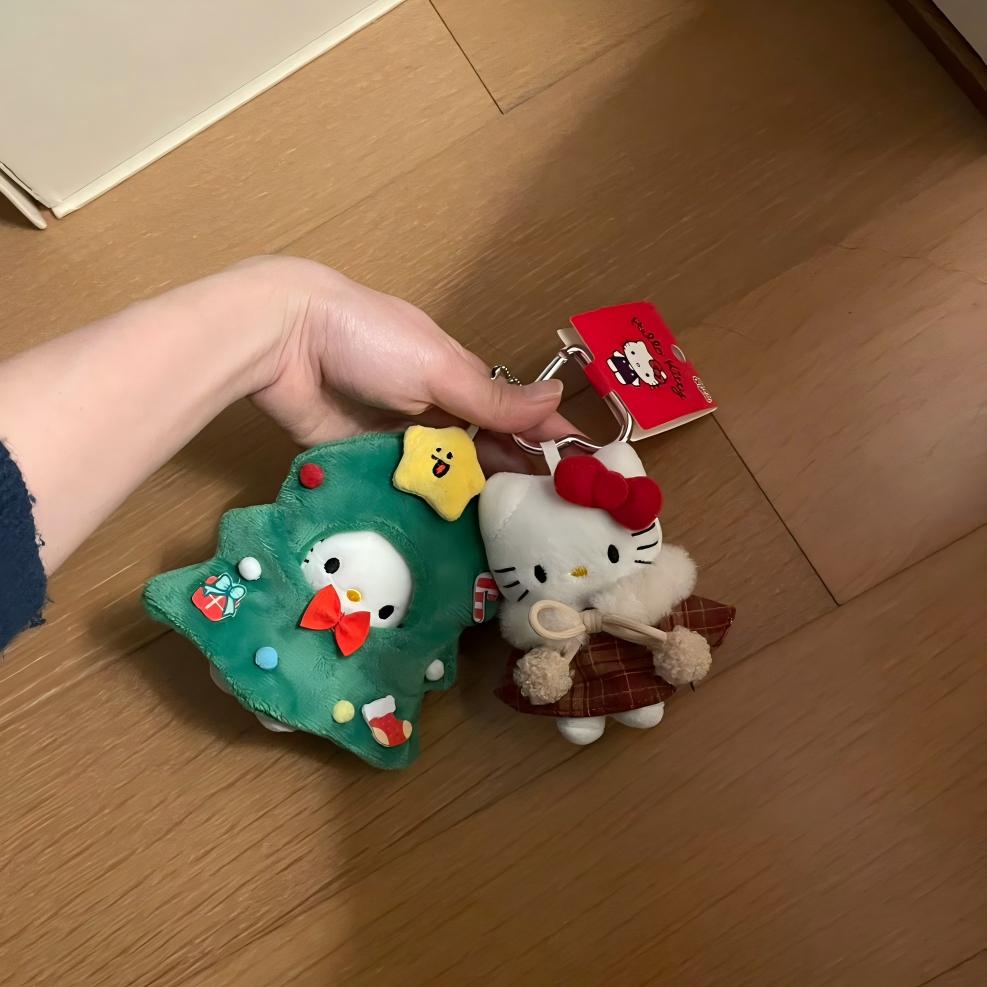Kawaii Christmas Themed Hello Kitty Plush Keychain Doll