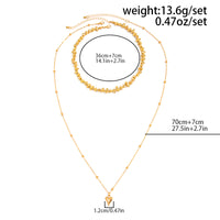 Thumbnail for Minimalist 2pcs Heart Pendant Irregular Beaded Chain Necklace Set