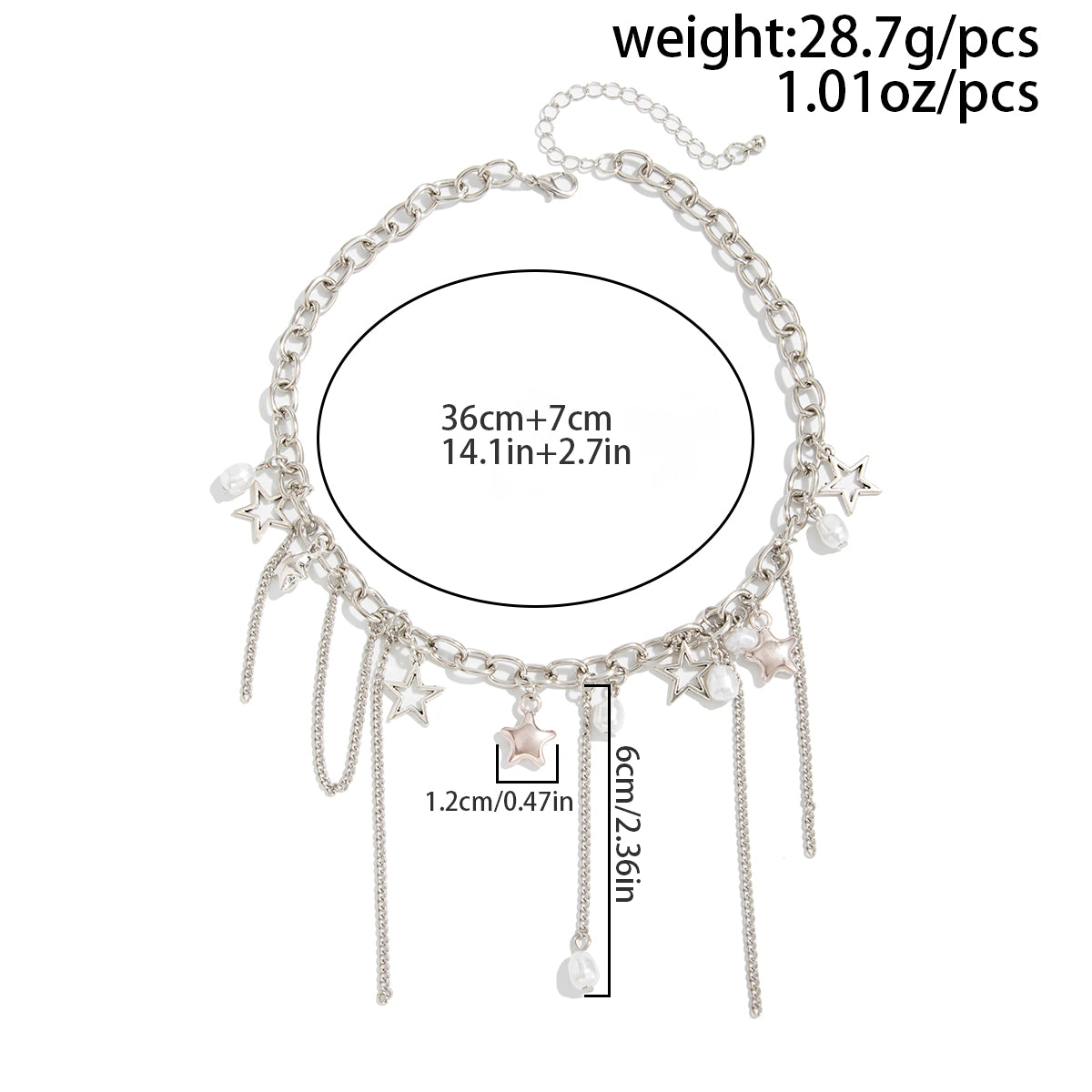 Newly Star Pearl Pendat Cable Chain Tassel Necklace