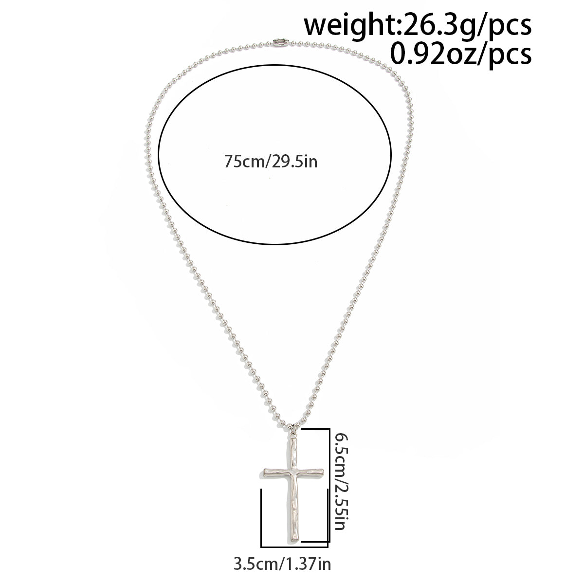 Minimalist Cross Pendant Long Ball Chain Necklace