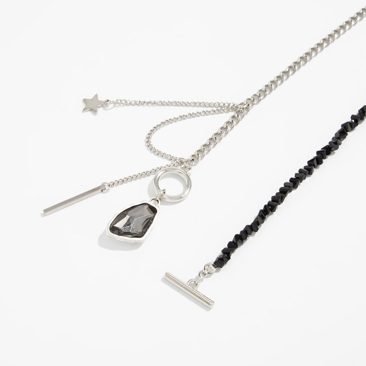 Newly Toggle Clasp Rhinestone Pendant Crystal Chain Tassel Necklace