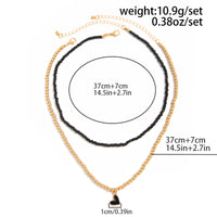 Thumbnail for Stylish 2pcs Enamel Heart Pendant Seed Beaded Necklace Set
