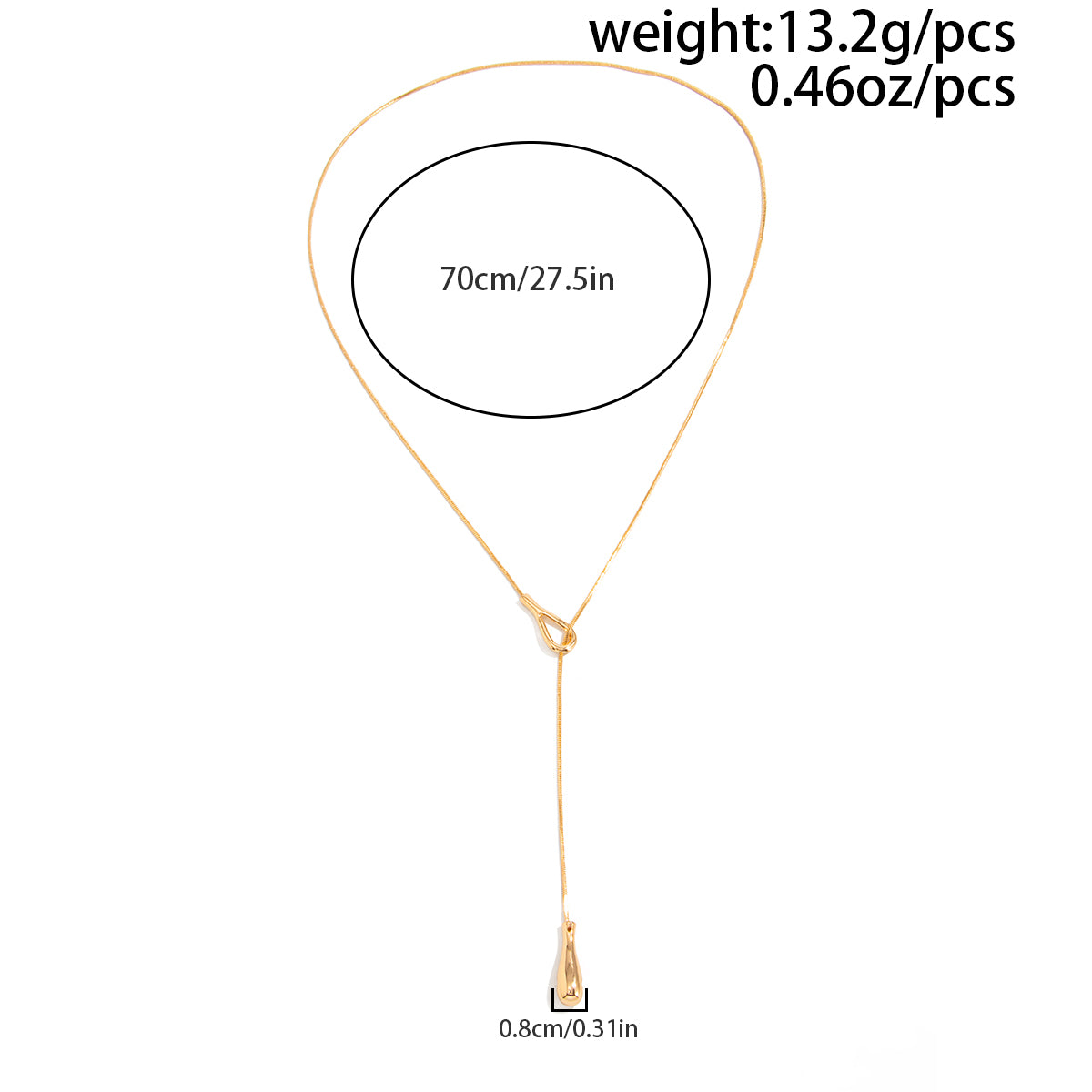 Minimalist Gold Silver Plated Waterdrop Charm Y Necklace