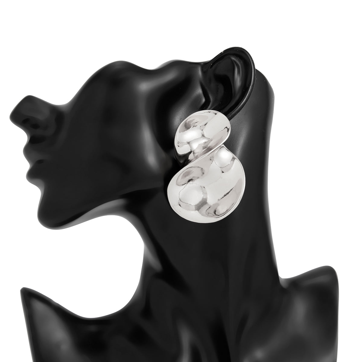 Abstract Chunky Curved Ribbon Stud Earrings - ArtGalleryZen