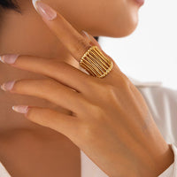 Thumbnail for Abstract Chunky Gold Silver Plated Cage Ring - ArtGalleryZen