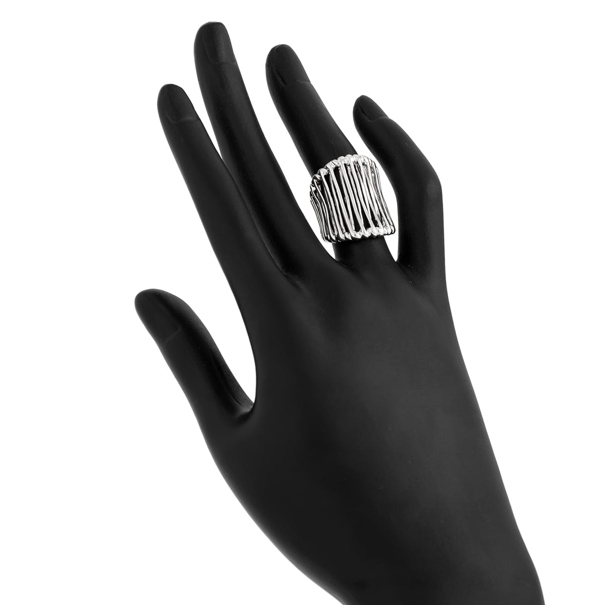 Abstract Chunky Gold Silver Plated Cage Ring - ArtGalleryZen