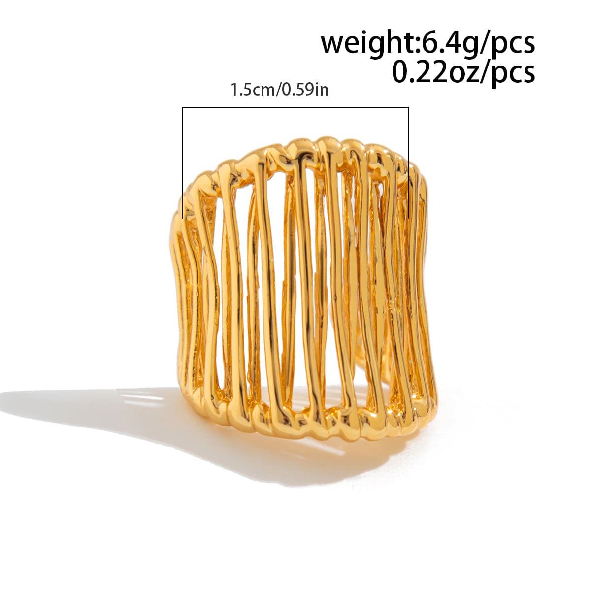 Abstract Chunky Gold Silver Plated Cage Ring - ArtGalleryZen