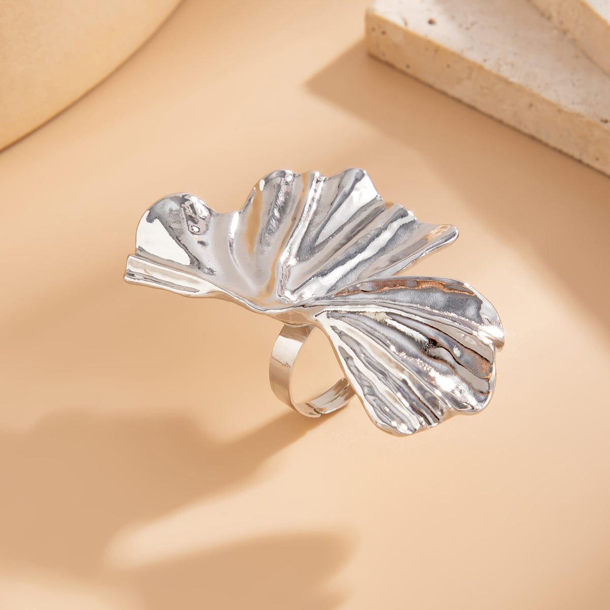 Abstract Chunky Lotus Leaf Ring - ArtGalleryZen