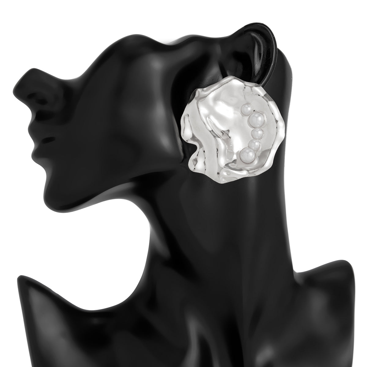 Abstract Chunky Pearl Inlaid Shell Earrings - ArtGalleryZen