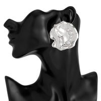 Thumbnail for Abstract Chunky Pearl Inlaid Shell Earrings - ArtGalleryZen