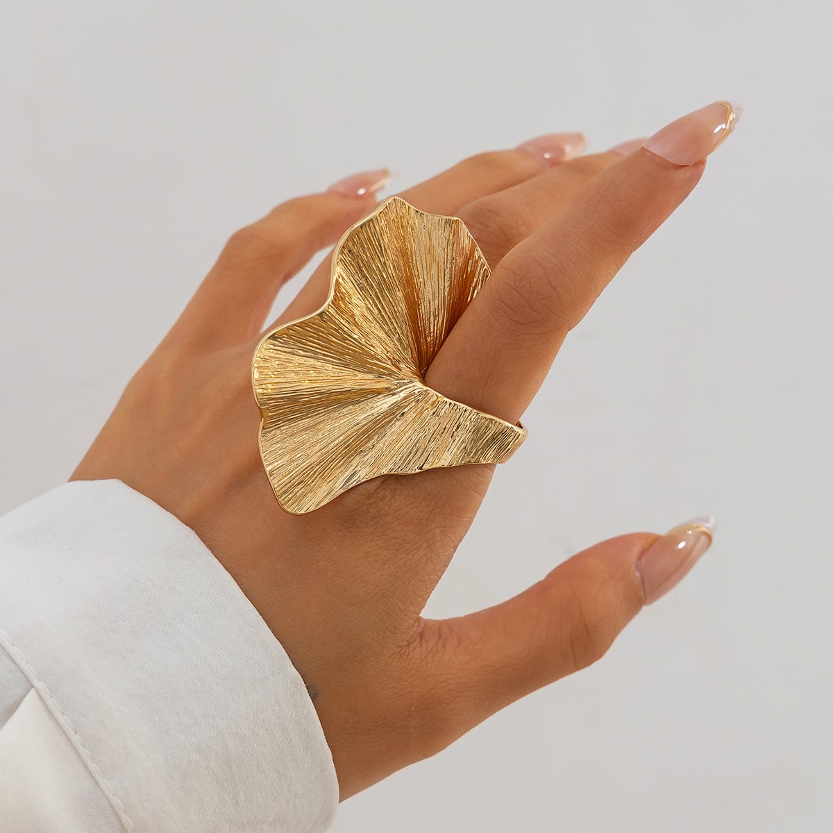 Abstract Chunky Textured Lotus Leaf Ring - ArtGalleryZen