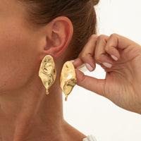 Thumbnail for Abstract Gold Silver Plated Glossy Waterdrop Stud Earrings - ArtGalleryZen