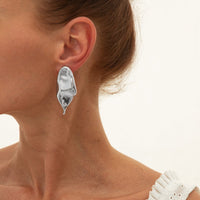 Thumbnail for Abstract Gold Silver Plated Glossy Waterdrop Stud Earrings - ArtGalleryZen