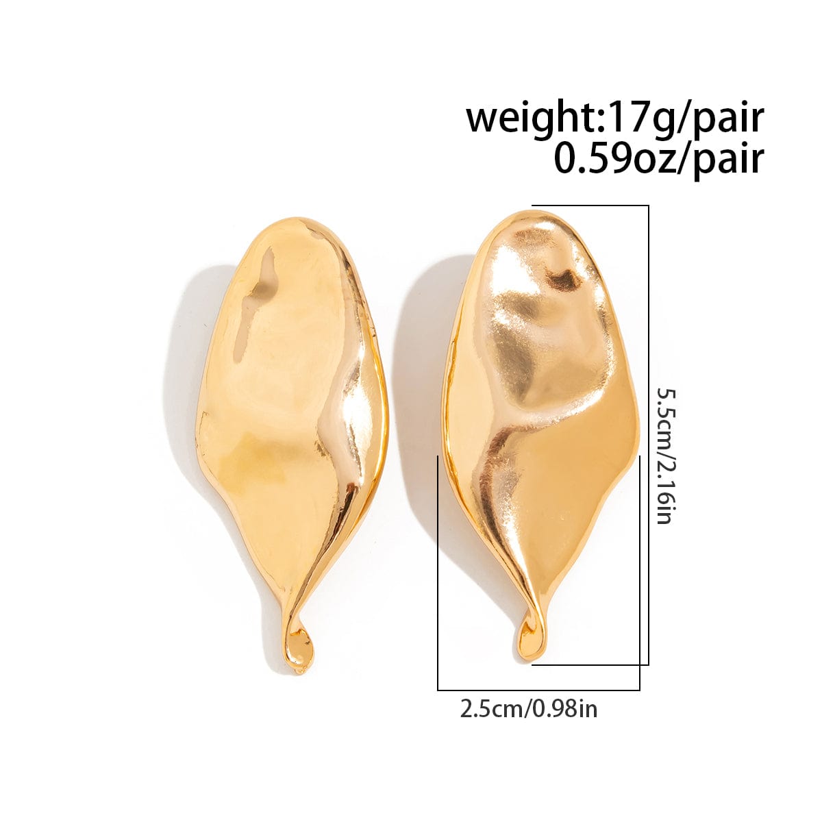 Abstract Gold Silver Plated Glossy Waterdrop Stud Earrings - ArtGalleryZen