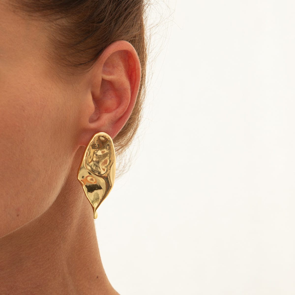 Abstract Gold Silver Plated Glossy Waterdrop Stud Earrings - ArtGalleryZen