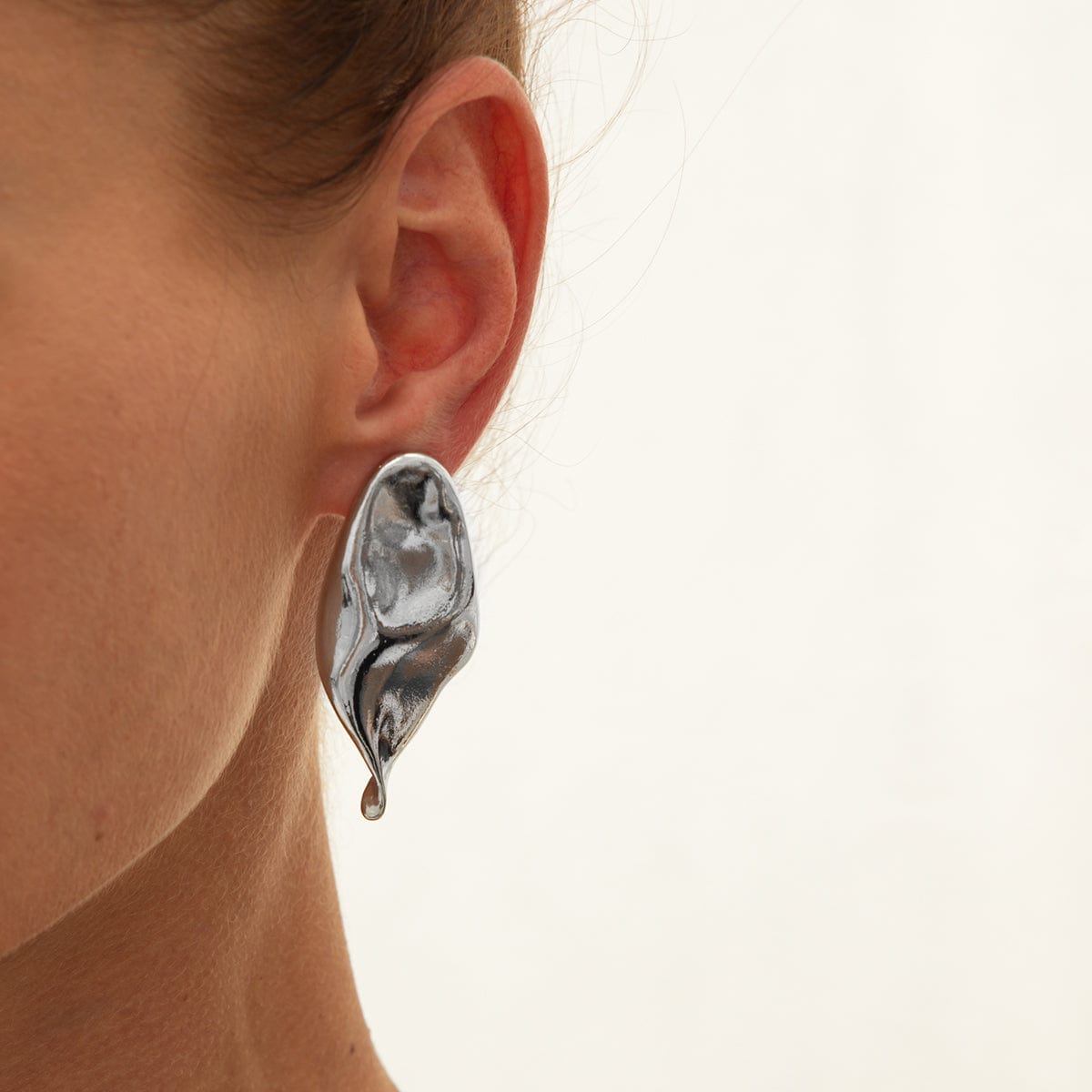 Abstract Gold Silver Plated Glossy Waterdrop Stud Earrings - ArtGalleryZen