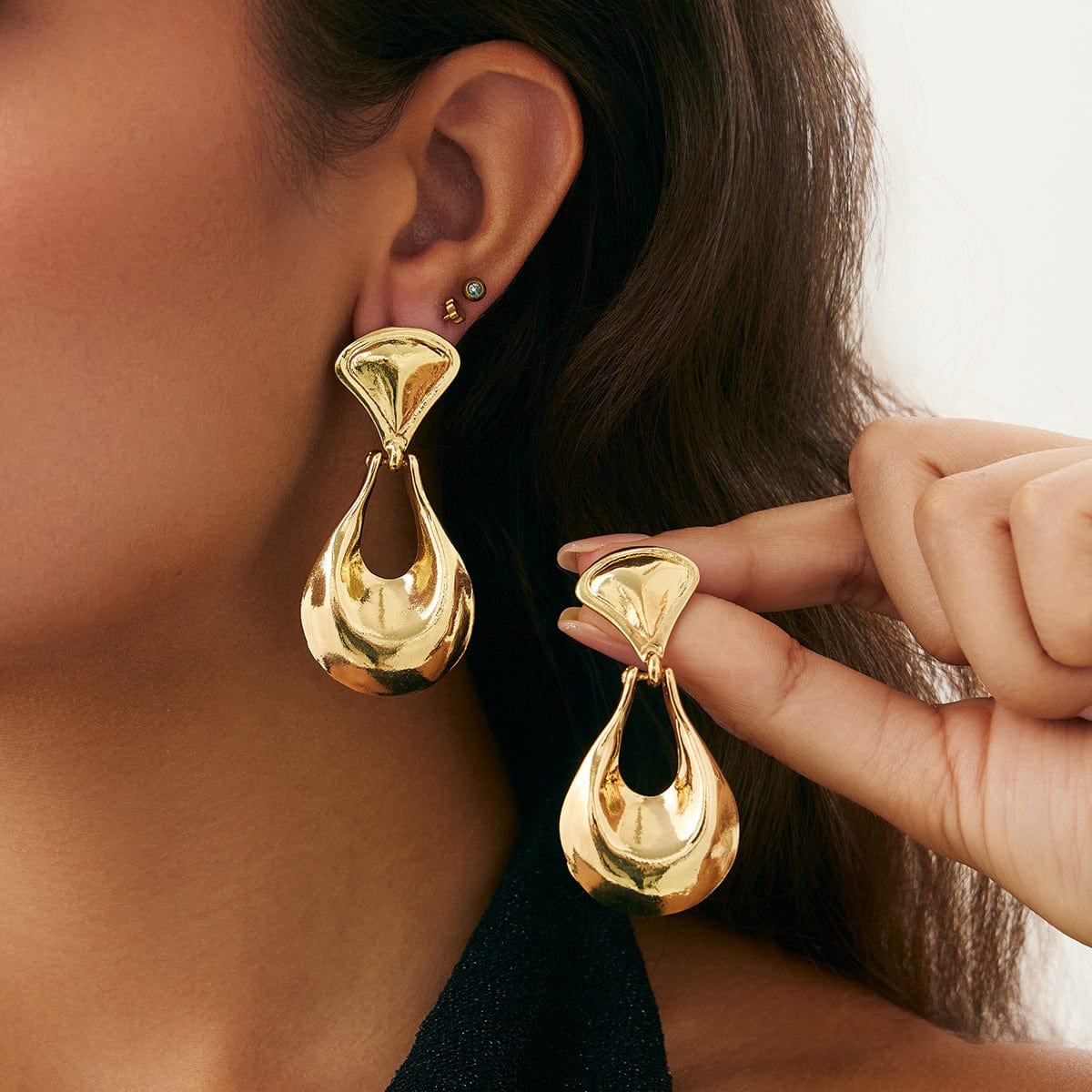 Abstract Gold Silver Plated Waterdrop Dangle Earrings - ArtGalleryZen