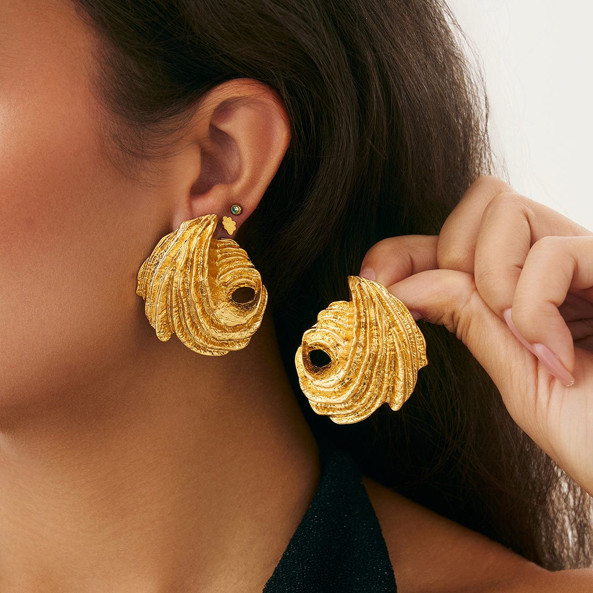 Abstract Gold Silver Plated Wing Shaped Stud Earrings - ArtGalleryZen