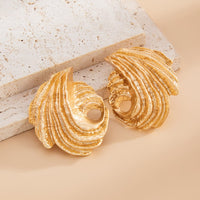 Thumbnail for Abstract Gold Silver Plated Wing Shaped Stud Earrings - ArtGalleryZen