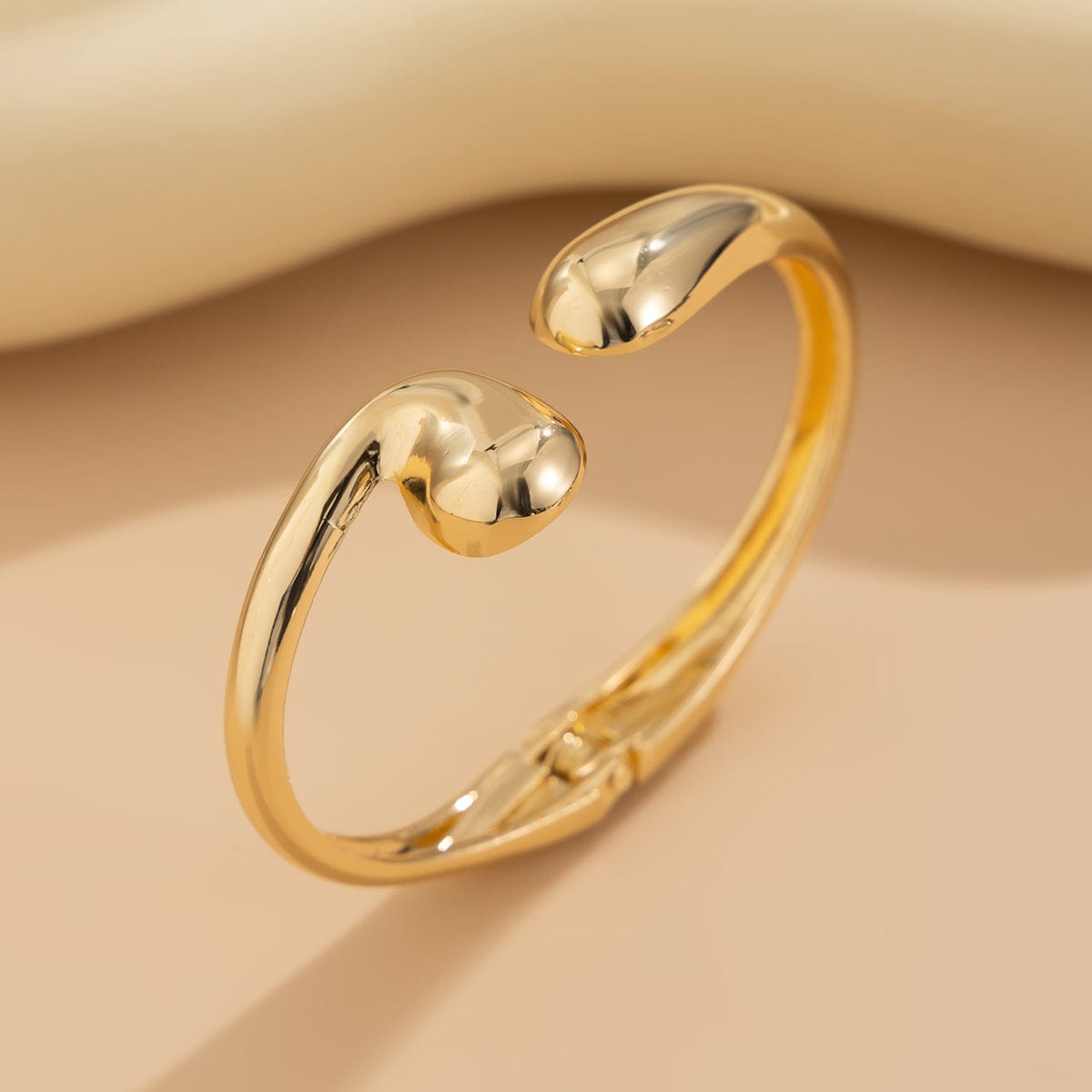 Abstract Gold Silver Tone Asymmetric Waterdrop Bangle Bracelet - ArtGalleryZen