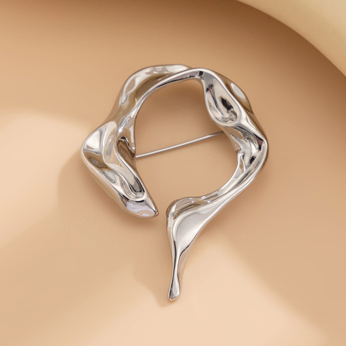 Abstract Gold Silver Tone Flow Water Pin Brooch - ArtGalleryZen