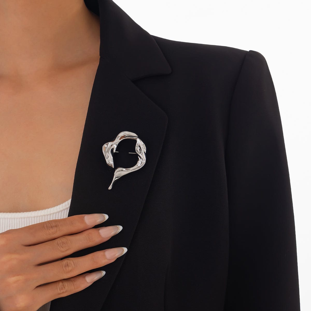 Abstract Gold Silver Tone Flow Water Pin Brooch - ArtGalleryZen