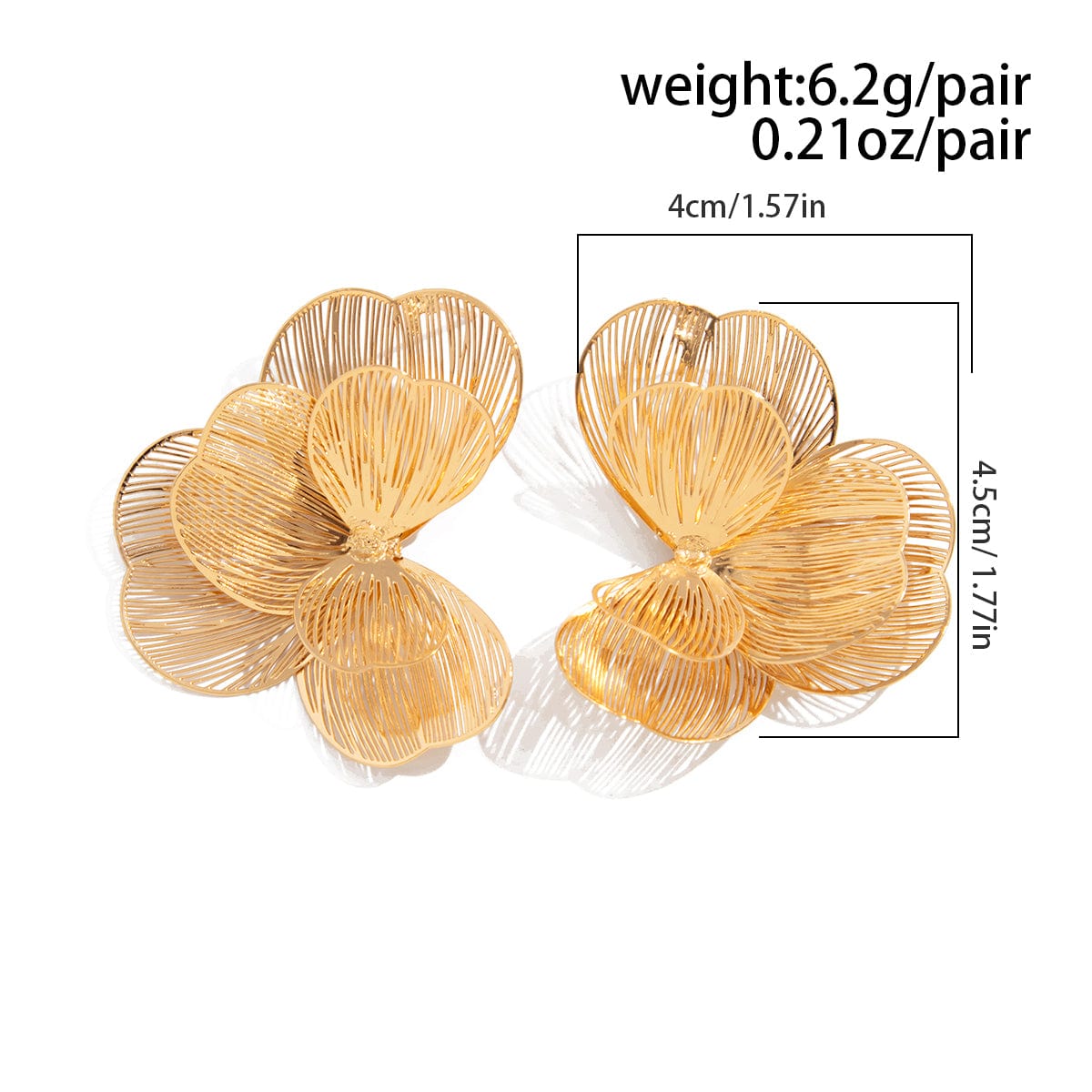 Abstract Gold Silver Tone Hollow Ginkgo Leaf Earrings - ArtGalleryZen