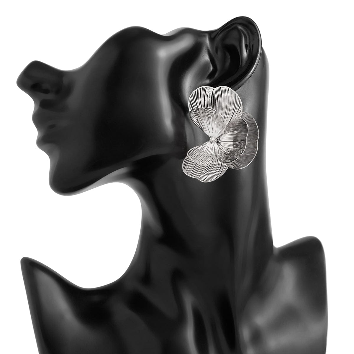 Abstract Gold Silver Tone Hollow Ginkgo Leaf Earrings - ArtGalleryZen