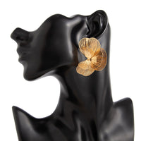 Thumbnail for Abstract Gold Silver Tone Hollow Ginkgo Leaf Earrings - ArtGalleryZen