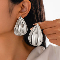 Thumbnail for Abstract Gold Silver Tone Textured Waterdrop Earrings - ArtGalleryZen