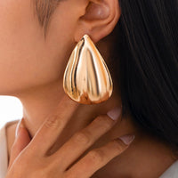 Thumbnail for Abstract Gold Silver Tone Textured Waterdrop Earrings - ArtGalleryZen