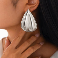 Thumbnail for Abstract Gold Silver Tone Textured Waterdrop Earrings - ArtGalleryZen