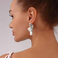 Thumbnail for Abstract Irregular Gold Silver Tone Petal Stud Earrings - ArtGalleryZen