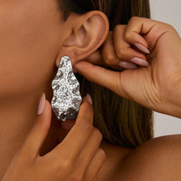 Thumbnail for Abstract Irregular Hammered Waterdrop Stud Earrings - ArtGalleryZen