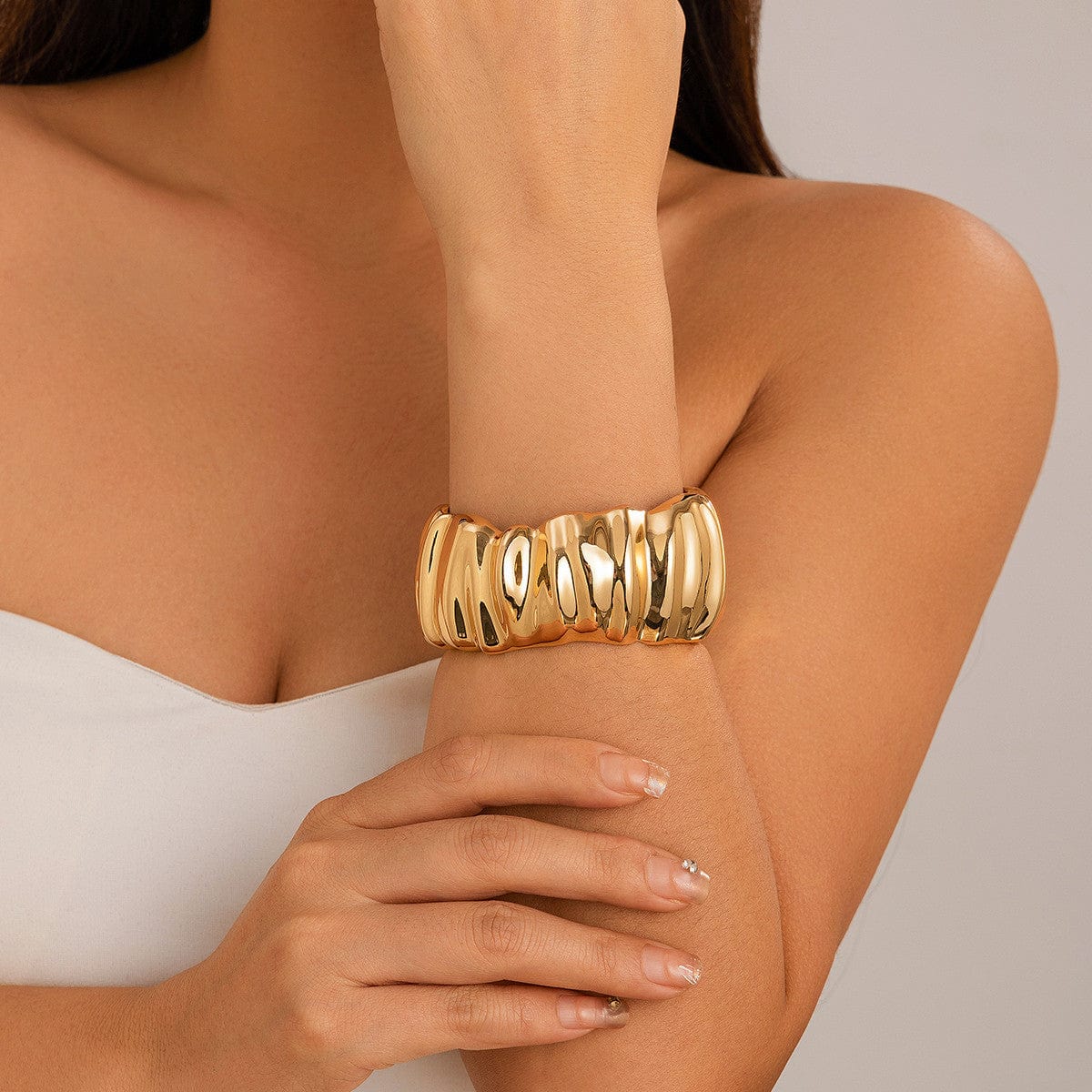 Abstract Pumpkin Pattern Wide Cuff Bangle Bracelet - ArtGalleryZen