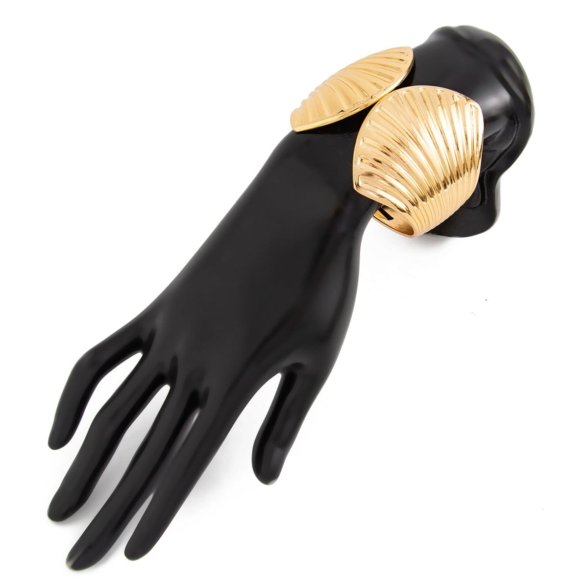 Abstract Shell Shaped Wide Cuff Bangle Bracelet - ArtGalleryZen