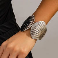 Thumbnail for Abstract Shell Shaped Wide Cuff Bangle Bracelet - ArtGalleryZen