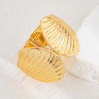 Thumbnail for Abstract Shell Shaped Wide Cuff Bangle Bracelet - ArtGalleryZen