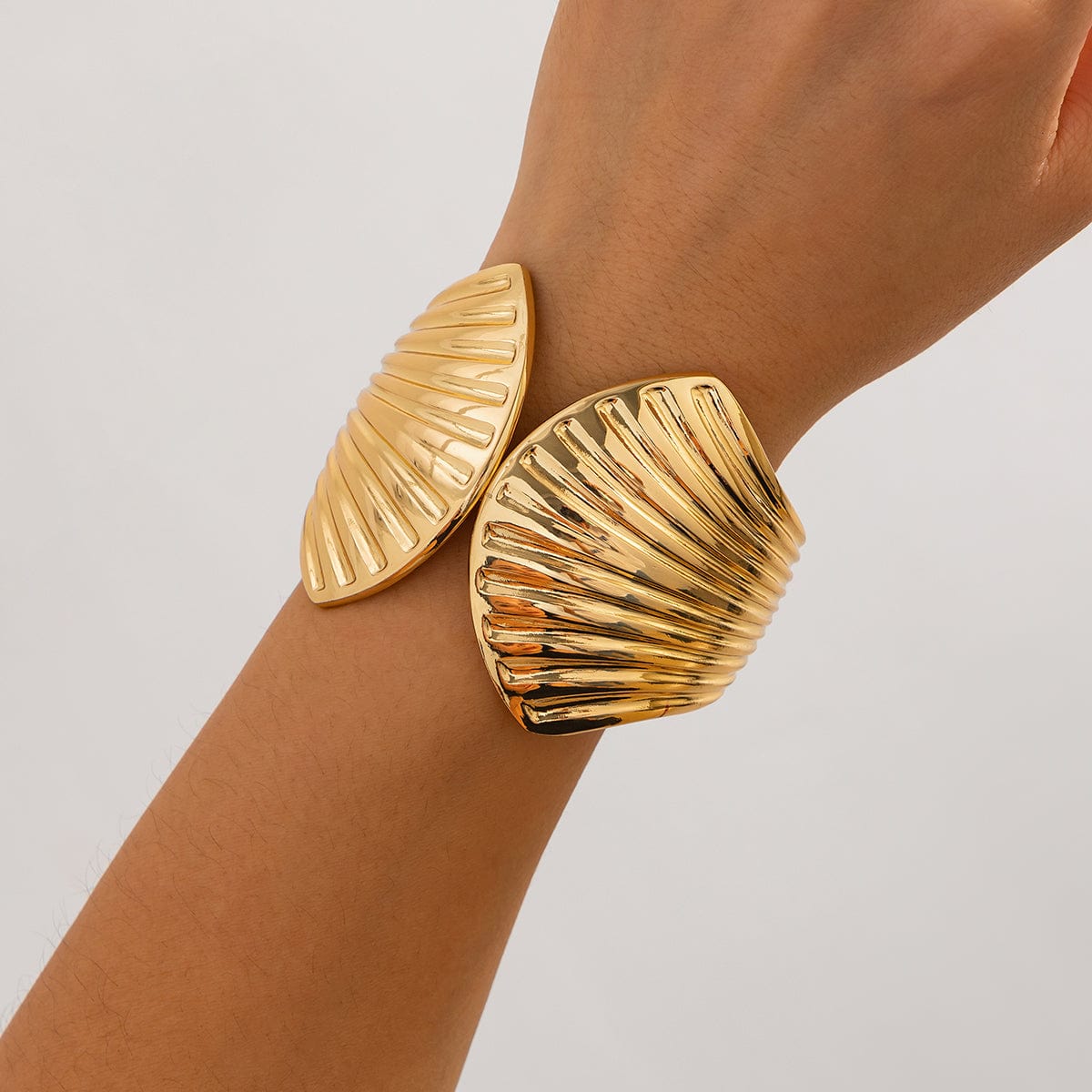 Abstract Shell Shaped Wide Cuff Bangle Bracelet - ArtGalleryZen