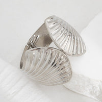 Thumbnail for Abstract Shell Shaped Wide Cuff Bangle Bracelet - ArtGalleryZen