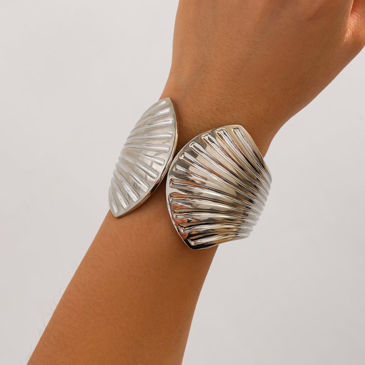 Abstract Shell Shaped Wide Cuff Bangle Bracelet - ArtGalleryZen
