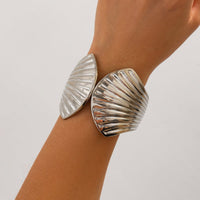 Thumbnail for Abstract Shell Shaped Wide Cuff Bangle Bracelet - ArtGalleryZen