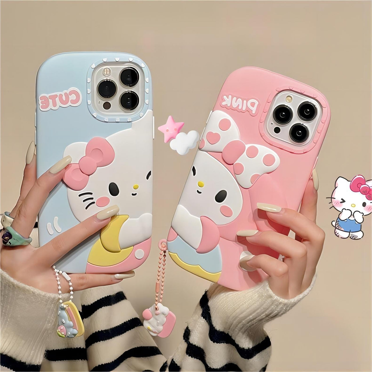 Anime Sanrio Kawaii My Melody Hello Kitty Matching iPhone Case - ArtGalleryZen