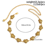 Thumbnail for Antique Gold Silver Tone Carved Heart Waist Chain - ArtGalleryZen